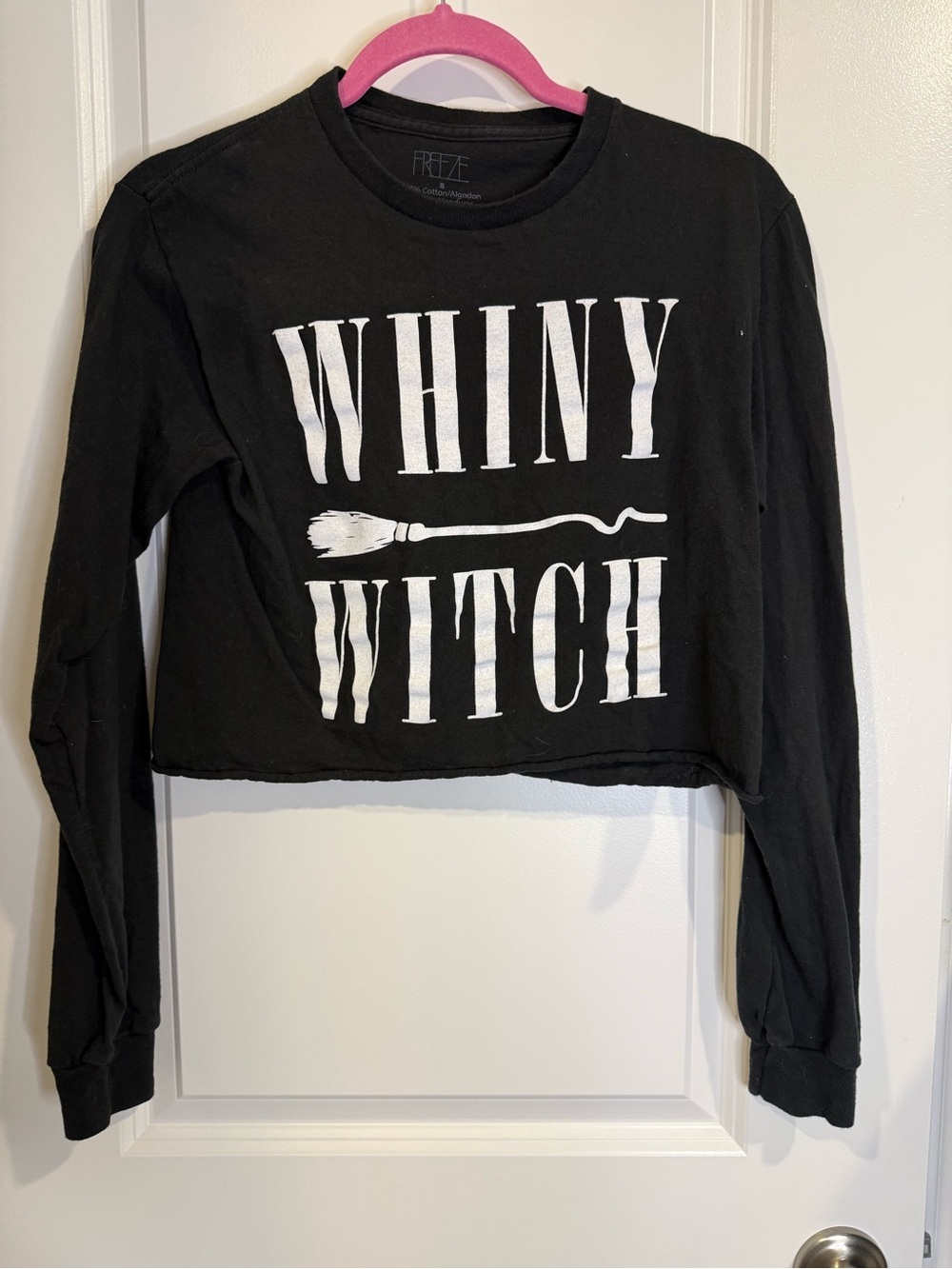 Halloween Whiny Witch Black Cropped Sweater - Freeze